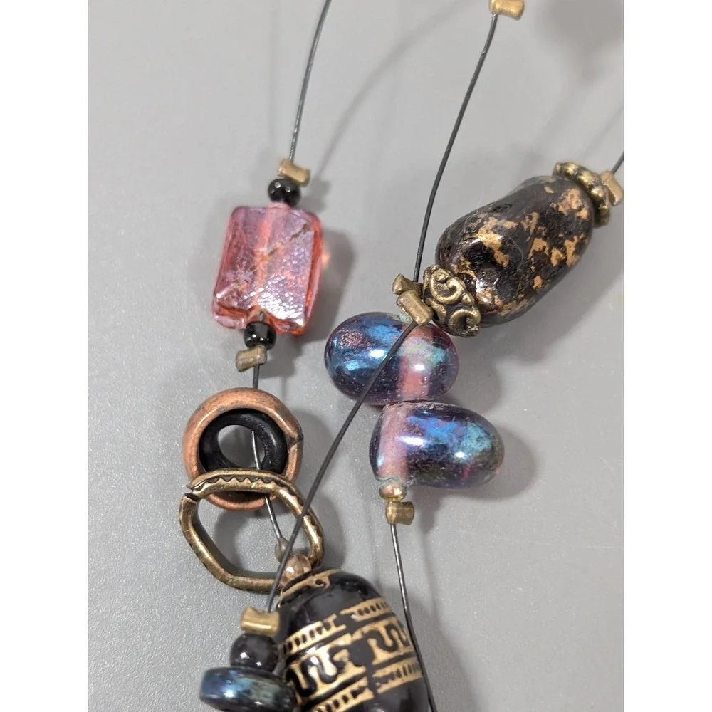 Multi Strand Beaded‎ Necklace Glass Acrylic Mixed Media Eclectic Artsy 22